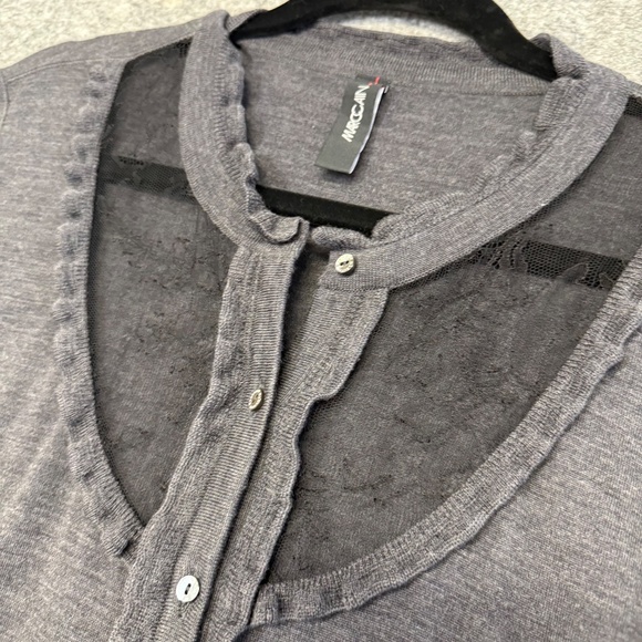 MarcCain Gray Women’s Virgin Wool Blend Lace Detail Cardigan Size 6 - Picture 7 of 14